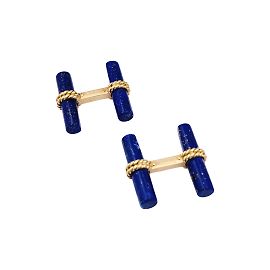 Boutons de manchette BOUCHERON, or jaune et bâtonnets de lapis lazuli. Autre