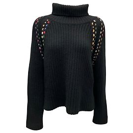 Schwarzer Kaschmir-Strickpullover mit Rollkragen La Prestic Ouiston Schwarz