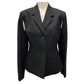 Salvatore Ferragamo Ferragamo Black Tailored Two Way Wool Suit Jacket Black
