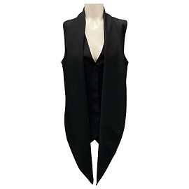 Salvatore Ferragamo Ferragamo Black Tailored Scarf Detail Wool Vest Black