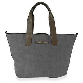 Brunello Cucinelli Olive Suede & Gray Wool Reversible Tote Green