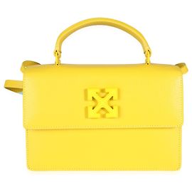 Off White Off-White Jitney 1.4 em couro Saffiano amarelo com alça tonal e crossbody Amarelo