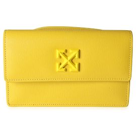 Off White Off-White Yellow Saffiano Leather Jitney 0.8 Tonal Arrow Belt Bag Yellow