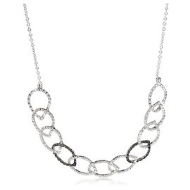 Autre Marque Colar de diamante com motivo de forma de pêra em loop preto e branco, ouro branco 18k 1,77 CTW Outro