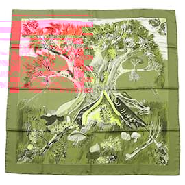 Hermès-Lenço de seda Hermès Carre 90 KUGGOR TREE-Vermelho