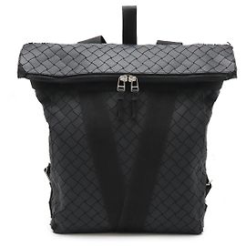 Bottega Veneta Intrecciato Rubber Backpack Black Black