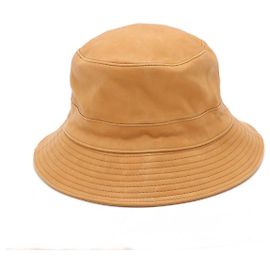 Chapéu bucket em couro de bezerro Hermès Marrom Bege