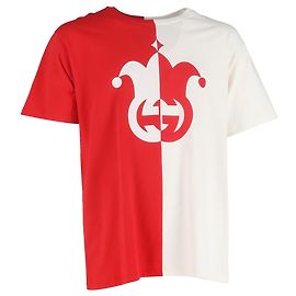 Camiseta Gucci Jester con estampado en algodón rojo y blanco Multicolor