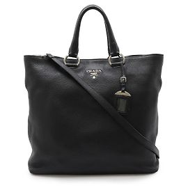 Prada BN1713 Leather 2way Bag Black