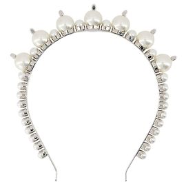 Tiara de Pérolas e Cristais - Simone Rocha - Pérola - Branco Branco