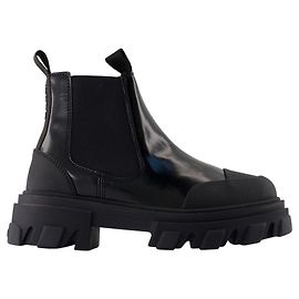 Botines Chelsea Bajos - Ganni - Cuero - Negro Negro