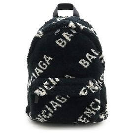 Balenciaga Everyday Rucksack aus Kunstleder mit Kunstfell Schwarz