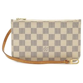 Pochete Neverfull Damier Azur da Louis Vuitton Marrom Bege