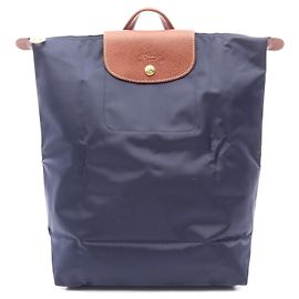 Longchamp Le Pliage Original M Backpack Canvas Leather Blue