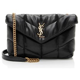 Saint Laurent Lambskin Monogram Puffer LouLou Toy Shoulder Bag Noir