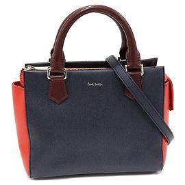Paul Smith 2WAY Calf Leather Tote Bag Blue