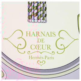 Hermès-Lenço de Seda Harnais de Coeur da Hermès-Marrom,Bege