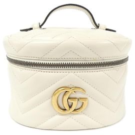 Gucci GG Marmont gestepptes Chevron-Leder-Rucksack Weiß