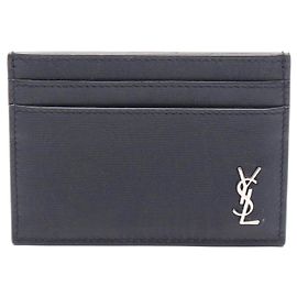 Yves Saint Laurent Saint Laurent Leather Tiny Cassandra Card Case Black