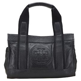 Bolsa tote de couro com logo Tory Burch Preto