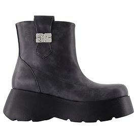 Kat Low Vintage Ankle Boots - Ganni - Leather - Grey Grey