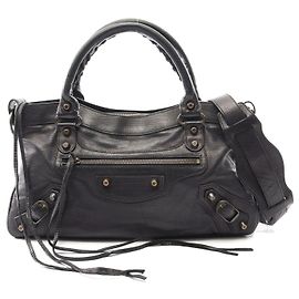 Balenciaga The First Leather Handbag Black Black