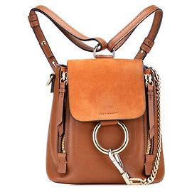 Chloé Chloe Faye Mini Leather Suede 2way Backpack Metallic Bronze
