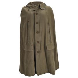 Abrigo capa con capucha y botones de Saint Laurent en algodón oliva Verde Verde oliva