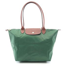 Bolsa tote em lona e couro Le Pliage L da Longchamp Verde