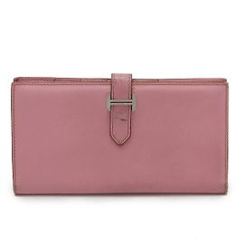 Carteira Longa de Couro Béarn da Hermès Rosa