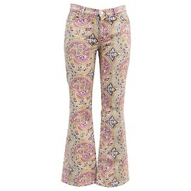 Etro Paisley Stretch Low-Rise Flared Jeans in Multicolor Cotton Multiple colors