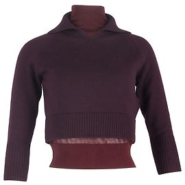 Pull double couche Victoria Beckham en laine mérinos bordeaux Rouge Bordeaux