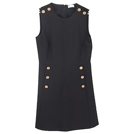 RED Valentino Button-Embellished Mini Dress in Black Polyester  Black