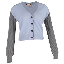Marni Farbblock Strickjacke aus blauer und grauer Kaschmirwolle Mehrfarben