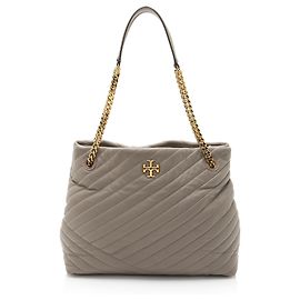 Tory Burch Chevron Leather Kira Tote Grey
