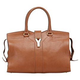 Bolsa de couro clássica Cabas Chyc Yves Saint Laurent Marrom