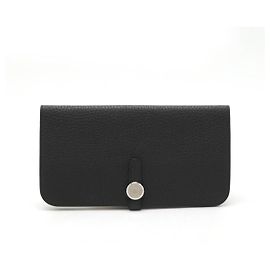 Hermès Portafoglio bifold lungo Dogon in pelle nera Hermes Nero