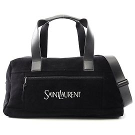 Yves Saint Laurent Saint Laurent Leather Fabric Duffle Bag Black
