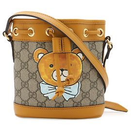 Mini borsa a secchiello Ophidia KAI GG Supreme di Gucci Marrone Beige