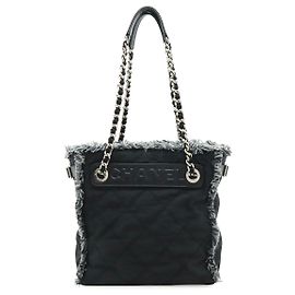 Chanel Nylon Canvas Fringe Shoulder Bag Black