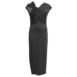 Victoria Beckham Twist Drapierte Midi-Kleid aus schwarzer Viskose Schwarz