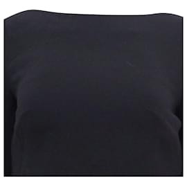 Roland Mouret-Roland Mouret Liverton Fringe Sleeve Crop Top in Black Wool-Black