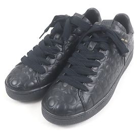 COACH SIG C DEBOSS Signature Embossed Leather Sneakers Black