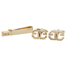 Givenchy Logo Manschettenknöpfe und Krawattenclip Set Zubehör Golden