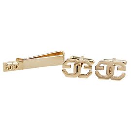 Conjunto de gemelos y pinza para corbata con logo de Givenchy Dorado