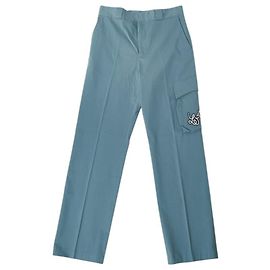 Calças regulares de algodão e poliuretano Louis Vuitton LV Branco Azul Azul claro