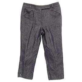 Hermès-Hermes CIRQUE MOLIER Silk Denim Pants-Blue,Navy blue