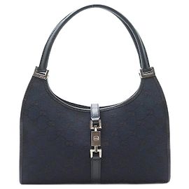 Gucci Bolsa de lona e couro preta Jackie Preto