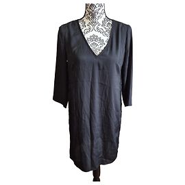 Liu.Jo Schwarzes Liu Jo Kleid mit V-Ausschnitt, langen Spitzenärmeln, Größe 40 Schwarz