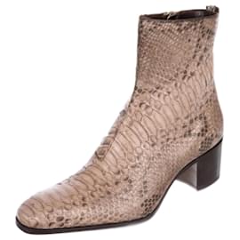 Yves Saint Laurent Saint Laurent Paris - Botas Johnny 65 em Python Verdadeiro Bege